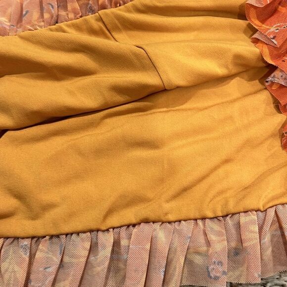 NWOT Free People Romi Mesh Orange Mini Skirt Size L - Picture 9 of 9